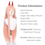 Pink Power Cosplay Wig with Horns - Anime Long Hair