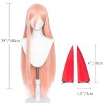 Pink Power Cosplay Wig with Horns - Anime Long Hair
