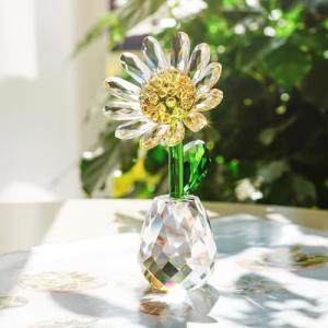 Crystal Daisy Flower Figurine for Home Decor