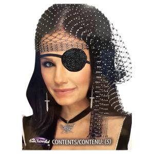 Black Rhinestone Pirate Costume Accessories Kit
