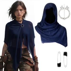 Viking Pirate Black Knight Cloak with Brooch