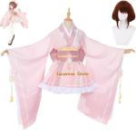 Uraraka Ochaco Anime Wig and Pink Kimono Dress