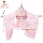 Uraraka Ochaco Anime Wig and Pink Kimono Dress