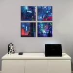 Tokyo Neon Night Anime Canvas Posters Set