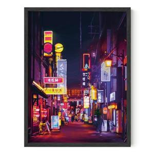 Japanese Neon Anime City Poster for Wall Decor