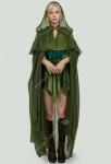Elegant Green Elf Princess Cosplay Cloak with Hood