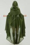 Elegant Green Elf Princess Cosplay Cloak with Hood