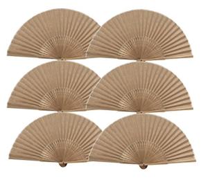6Pcs Bamboo Folding Hand Fans for Parties