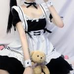 Cute Anime Maid Costume with Handgear and Apron