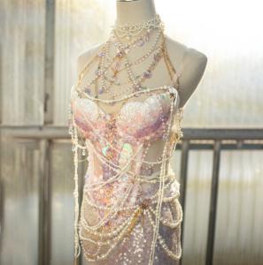 Pink Purple Mermaid Princess Costume Dress Set