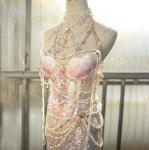 Pink Purple Mermaid Princess Costume Dress Set