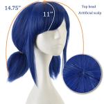 Blue Anime Wig with Earrings for Halloween Costumes