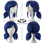 Blue Anime Wig with Earrings for Halloween Costumes