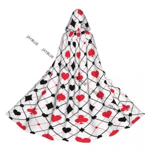 Hooded Cloak Cape with Playing Cards Design