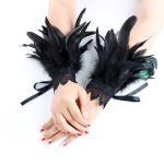 Black Feather Cuffs for Gothic Costumes and Raves