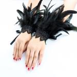 Black Feather Cuffs for Gothic Costumes and Raves
