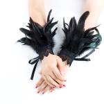 Black Feather Cuffs for Gothic Costumes and Raves