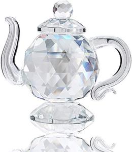 H&D Crystal Teapot Figurine for Home Decor
