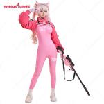 Women's Pink Cosplay Bodysuit with Ear Gloves