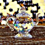 H&D Crystal Teapot Figurine for Home Decor