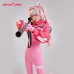 Women's Pink Cosplay Bodysuit with Ear Gloves