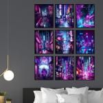 Neon Cyberpunk Wall Art Set - Unframed Posters