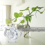 H&D Crystal Teapot Figurine for Home Decor