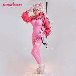 Women's Pink Cosplay Bodysuit with Ear Gloves