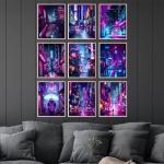 Neon Cyberpunk Wall Art Set - Unframed Posters