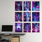 Neon Cyberpunk Wall Art Set - Unframed Posters
