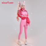 Women's Pink Cosplay Bodysuit with Ear Gloves