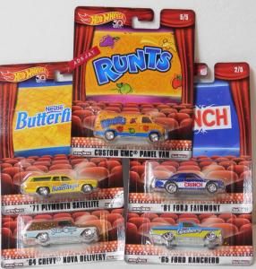 Hot Wheels ~ 2017 POP CULTURE NESTLE ~ MOVIE THEATER CANDY~ Complete set of 5