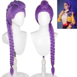 2025 Movie Kpop Kids Girls Cosplay Wig Mira Rumi Zoey Demon Hunters Purple Black Red Long Hair Halloween Cosplay Props