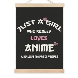 LZYRF Just A Girl Who Really Loves Anime Wall Art Poster Framed, Anime Lovers Gifts for Girls Canvas Prints Wall Decor for Home Girls Bedroom Apartment Dorm Room, 12x16 Inch