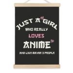 LZYRF Just A Girl Who Really Loves Anime Wall Art Poster Framed, Anime Lovers Gifts for Girls Canvas Prints Wall Decor for Home Girls Bedroom Apartment Dorm Room, 12x16 Inch