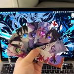 Anime Demon Slayer Keychain Rengoku Kyoujurou Kimetsu No Yaiba Shining Eyes Double Sided Light-Transmitting Key Backpack Pendant