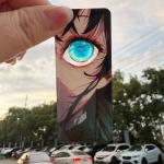 Anime Demon Slayer Keychain Rengoku Kyoujurou Kimetsu No Yaiba Shining Eyes Double Sided Light-Transmitting Key Backpack Pendant