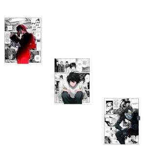 Ouroboros Art & Design - Death Note Anime Poster Set – Yagami Light, Ryuk, and L – Premium Matte 300 GSM Paper – Set of 3-8x10 inch - Unframed