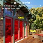 Reflective Window Privacy Film Adhesive One Way Mirror Window Tint Heat Control, Anti UV Day Time Privacy Protection Glass Film for Home and Office, 60Inch x 17.7Inch, Red Silver