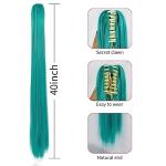 47 Inch Green Wig with Bangs and Ponytails