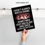 Japanese Anime Wall Decor for Teens - Anime Posters 8x10 - Wall Art Print - funny Sayings Wall Art - Sarcastic Gifts for Boys - Home Theater, Playroom, Movie Room Decor - Teen Girls Bedroom Decor