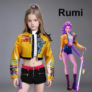 Children Cosplay Performance Costume Outfit K-POP Rumi Group Concert Halloween Clothes Earring Accessory Outfit Size 110-160