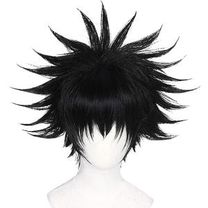 Black Spiky Cosplay Wig with Hair Cap
