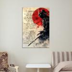 Japanese Samurai Wall Art Poster Inspirational & Motivational Quotes - I CHOOSE - Vintage Posters Print on Canvas Painting Wall Art for Men Bedroom Living Room Office UnFrame 16×24inch 40×60cm