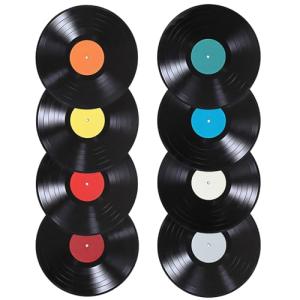 8PCS Blank Vinyl Records Decor Wall Stickers Decor 9 Inch Fake Vinyl Record Album Cover Posters Aesthetic Vintage for Wall Art Decorative Music Party Craft Display Decoration (Made By Cardboard)