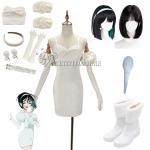 Sua Cosplay Costume Wig Anime Alien Stage Cosplay Costume Microphone White Dress Earrings Short Black Wig Sua Cosplay Clothing
