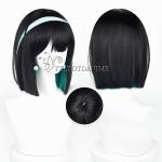 Sua Cosplay Costume Wig Anime Alien Stage Cosplay Costume Microphone White Dress Earrings Short Black Wig Sua Cosplay Clothing