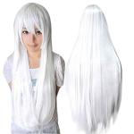 32" Long White Wig with Bangs for Cosplay