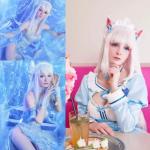 32" Long White Wig with Bangs for Cosplay