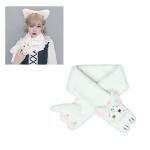 YANIYA Girls Anime Scarf Plush Cat Warm Neck Scarf Cosplay Costume Party Accessories Neckwear Women ComicShow Cute Neckerchief, White
